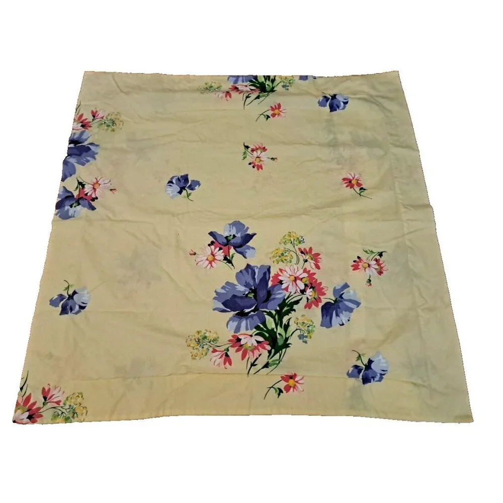 Pottery Barn Euro Pillow Sham Yellow Dahlia Flowers Square Cottage Cotton 25x25